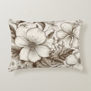 Vintage Floral Sepia Pattern (14) Accent Pillow