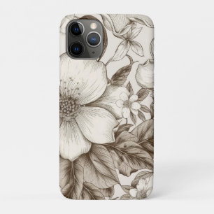 Vintage Floral Sepia Pattern (14) iPhone 11 Pro Case