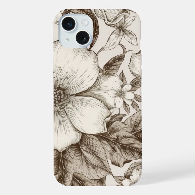 Vintage Floral Sepia Pattern (14) iPhone Case (Back)