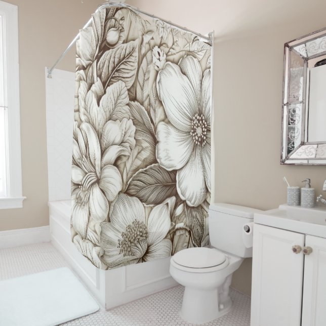 Vintage Floral Sepia Pattern (15) (In Situ)