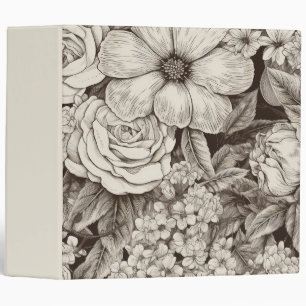 Vintage Floral Sepia Pattern (1) Binder