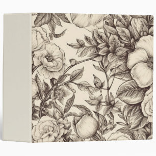 Vintage Floral Sepia Pattern (2) Binder
