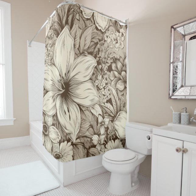 Vintage Floral Sepia Pattern (3) (In Situ)