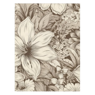 Vintage Floral Sepia Pattern (3) Tablecloth