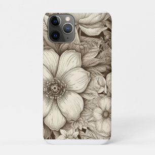 Vintage Floral Sepia Pattern (4) iPhone 11 Pro Case