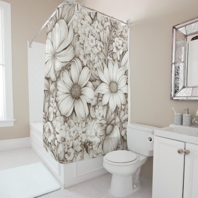 Vintage Floral Sepia Pattern (5) (In Situ)