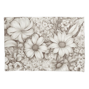Vintage Floral Sepia Pattern (5) Pillowcase