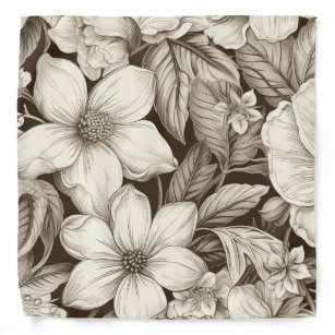 Vintage Floral Sepia Pattern (6) Bandana