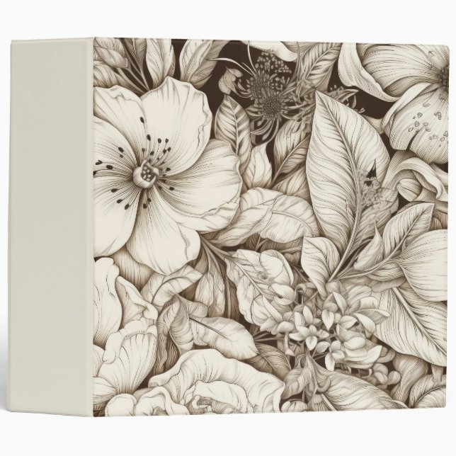 Vintage Floral Sepia Pattern (8) Binder (Front/Spine)