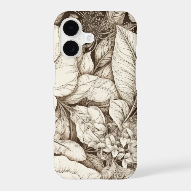 Vintage Floral Sepia Pattern (9) iPhone Case (Back)
