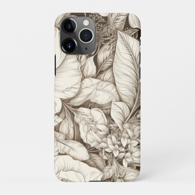 Vintage Floral Sepia Pattern (9) iPhone Case (Back)