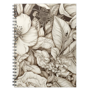 Vintage Floral Sepia Pattern (9) Notebook