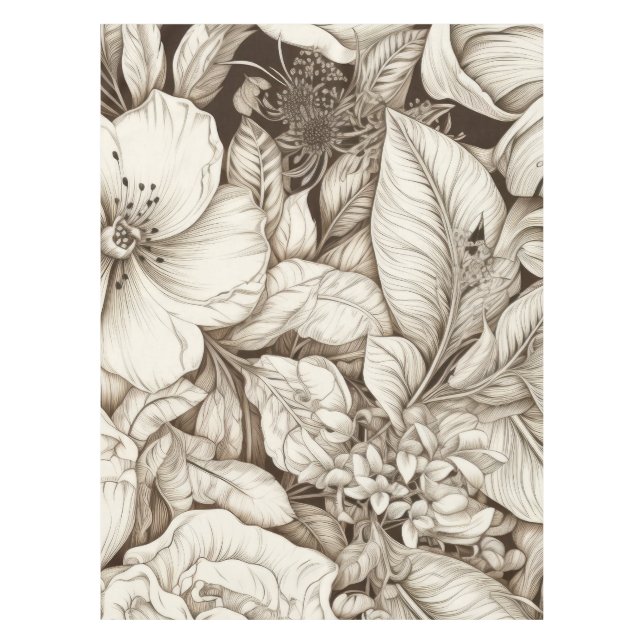 Vintage Floral Sepia Pattern (9) Tablecloth (Front)