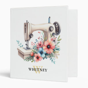 Vintage Floral Sewing Machine Monogrammed Binder