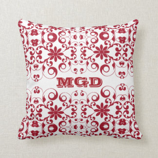 Vintage floral shabby and chic pattern monogram throw pillow