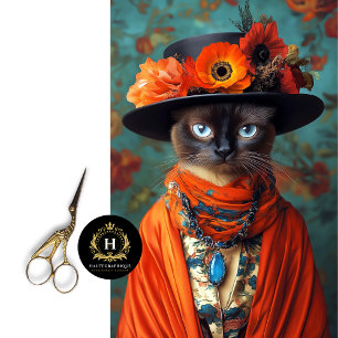 Vintage Floral Siamese Cat Decoupage Tissue Paper