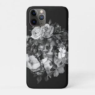 Vintage Floral Skull Black & White Customizable iPhone 11 Pro Case