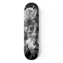 Vintage Floral Skull Black & White Customizable