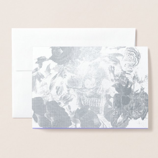 Vintage Floral Skull Foil Card (Front With Envelope)