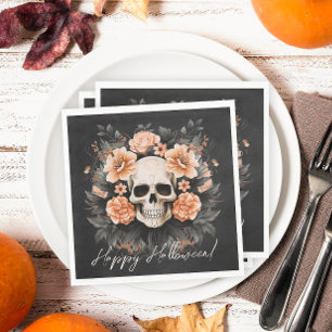 Vintage Floral Skull Halloween Napkin