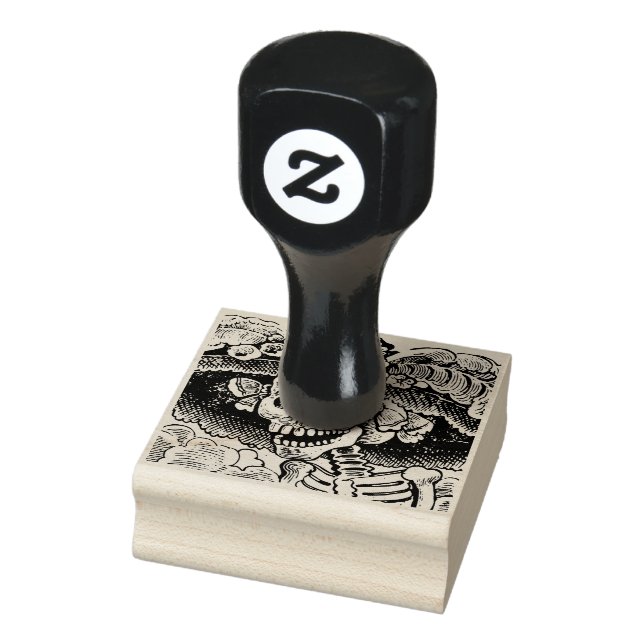 Vintage Floral Skull Halloween Rubber Stamp (Stamp)