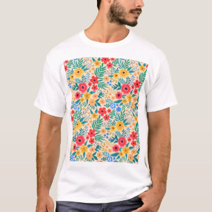 Vintage Floral, Small Colourful Flowers. T-Shirt