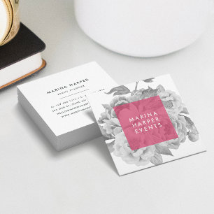 Vintage Floral Square Business Cards Berry