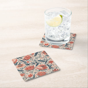 Vintage Floral Square Paper Coaster