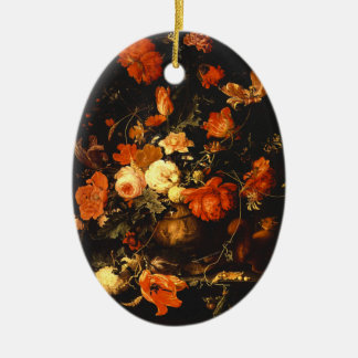 Vintage Floral Still Life - Abraham Mignon Ceramic Ornament