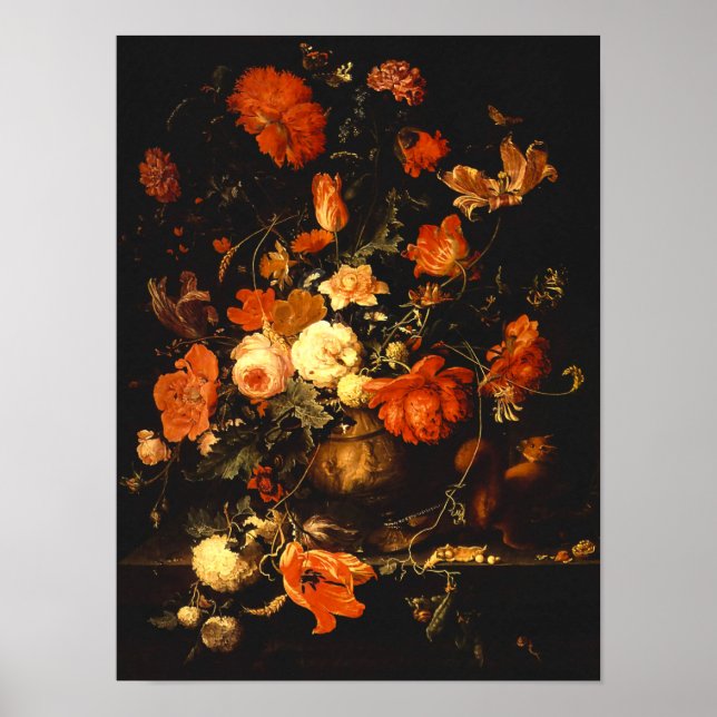 Vintage Floral Still Life - Abraham Mignon Poster (Front)