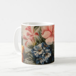 Vintage floral still life with tropical flowers coffee mug