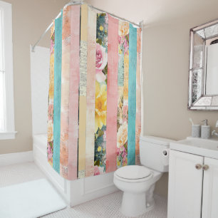 Vintage Floral Stripe Collage in Pastels
