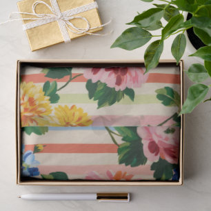 Vintage Floral Stripe Tissue Paper
