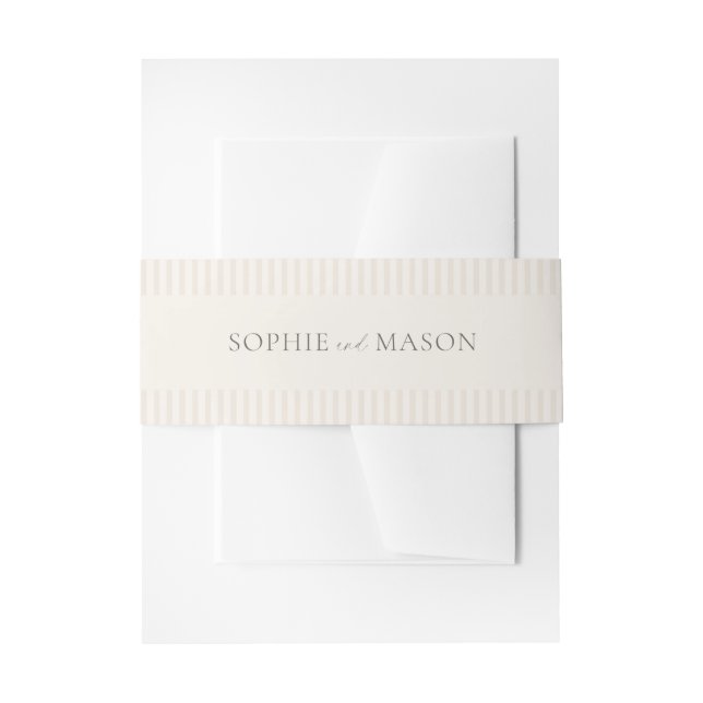 Vintage Floral Stripe Wedding Invitation Belly Band (Front Example)