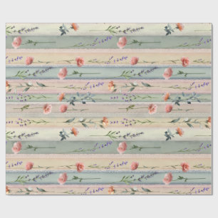 Vintage Floral Stripe Wrapping Paper