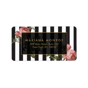 Vintage Floral Striped Address Label