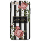 Vintage Floral Striped Personalized iPhone Case