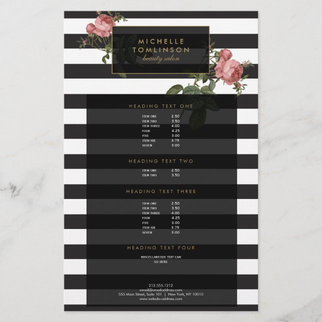 Vintage Floral Striped Salon II Flyer (Front)