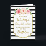 Vintage Floral Stripes Daughter in law Birthday Card<br><div class="desc">Birthday card for daughter in law with vintage pink and peach watercolor flowers,  black and white stripes,  gold rustic frame,  rustic handwritten style text and thoughtful verse.</div>
