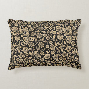 Vintage floral, stylized grey background accent pillow