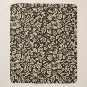 Vintage floral, stylized grey background sherpa blanket