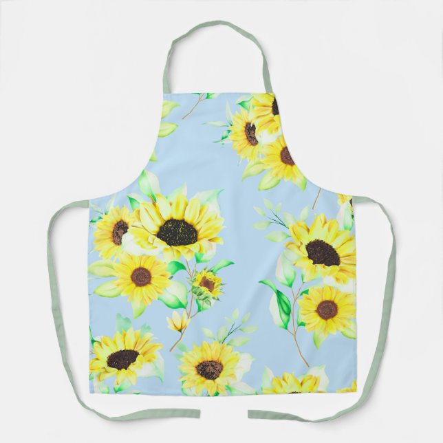 Vintage Floral Sunflower Kitchen Apron (Front)