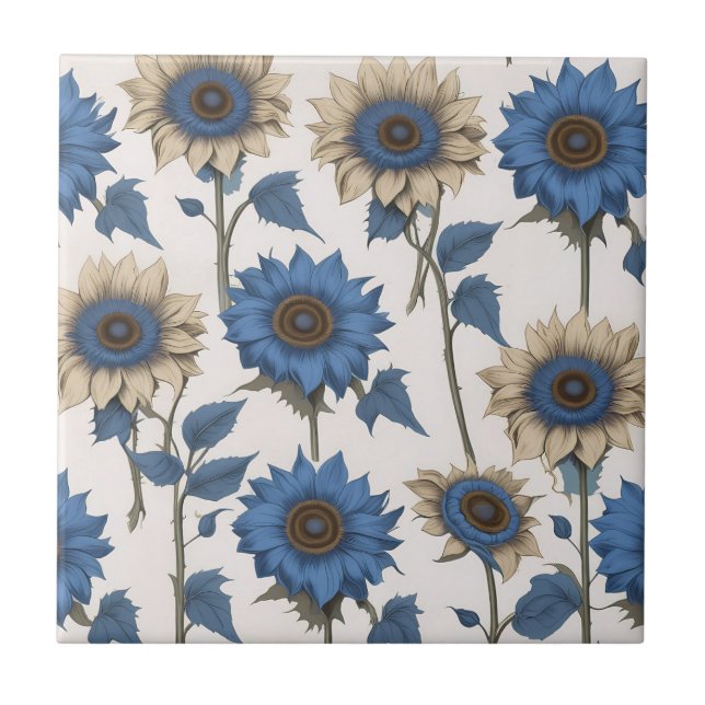 Vintage floral sunflowers tile (Front)