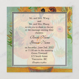 Vintage floral sunflowers wedding invitation