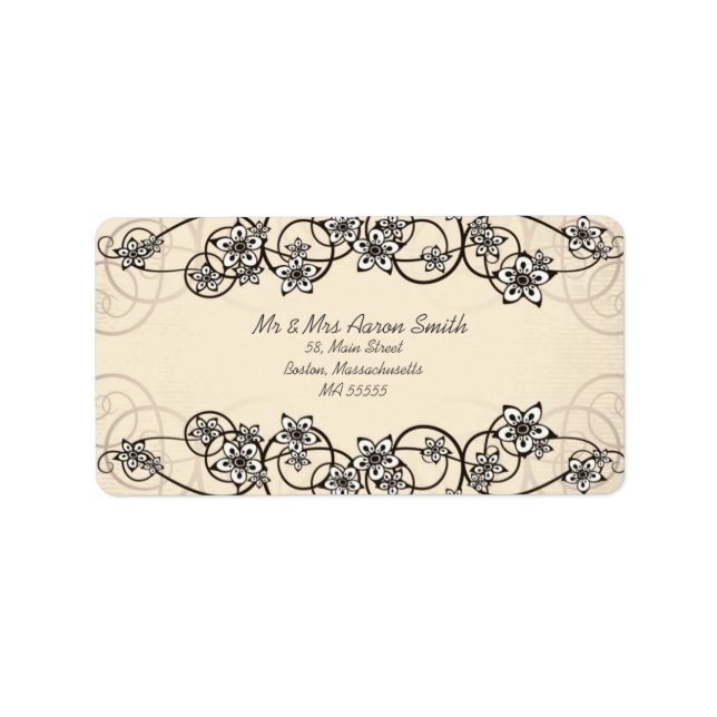 Vintage Floral Swirl Customizable Address Labels (Front)