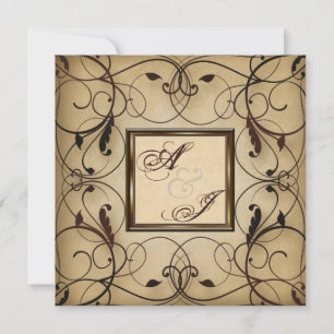 Vintage Floral Swirls Wedding Invite