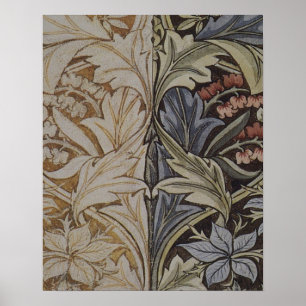 Vintage Floral Tapestry Antique Fabric Pattern Poster