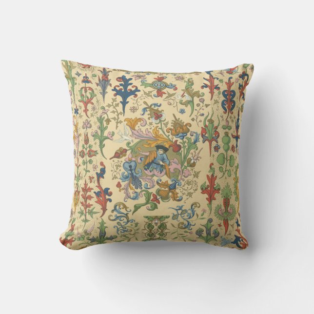 Vintage Floral Tapestry Design Throw Pillow (Front)