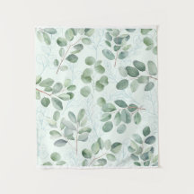 Vintage Floral tapestry Flower branch Green Tapest