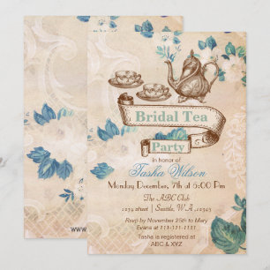 vintage floral tea party Bridal Shower Invites